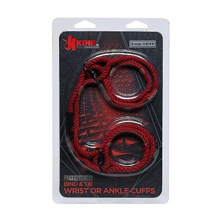 HOGTIED - BIND & TIE - ATADURAS DE CUERDA PARA MUÑECAS Y TOBILLOS - ROJO - 002