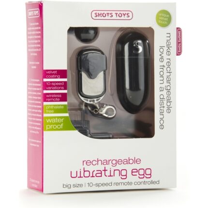 HUEVO RECARGABLE 10 VELOCIDADES CONTROL REMOTO NEGRO GRANDE - 002