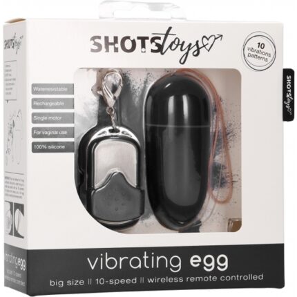 HUEVO VIBRADOR 10 VELOCIDADES CONTROL REMOTO NEGRO GRANDE - 002
