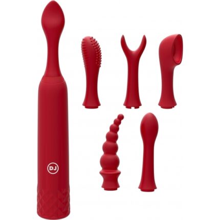 IQUIVER - SET PEQUEÑO VIBRADOR 7 PIEZAS - ROJO VELVET - 001