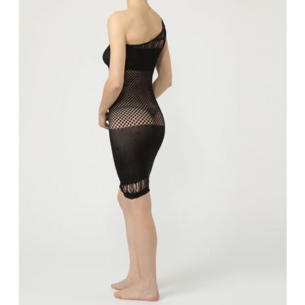 JACQUIE & MICHEL: MINI VESTIDO EN TELA RED NEGRO - 002