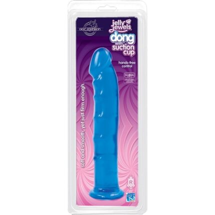 JELLY JEWELS - DILDO CON SUCCIÓN EN LA BASE - AZUL - 002