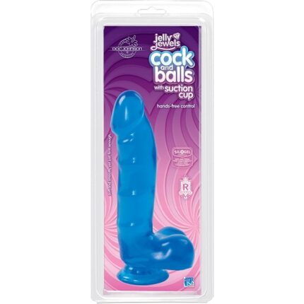 JELLY JEWELS - PENE Y TESTICULOS CON VENTOSA - ZAFIRO - 002