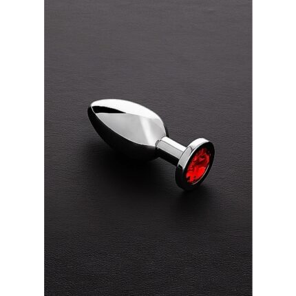 JEWELED BUTT PLUG ACERO INOX MEDIANO - ROJO - 001