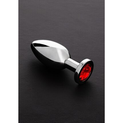 JEWELED PLUG METÁLICO GRANDE CON PERLA ROJO - 001