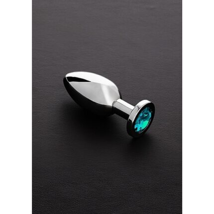 JEWELED PLUG METÁLICO MEDIANO CON PERLA AZUL CLARO - 001