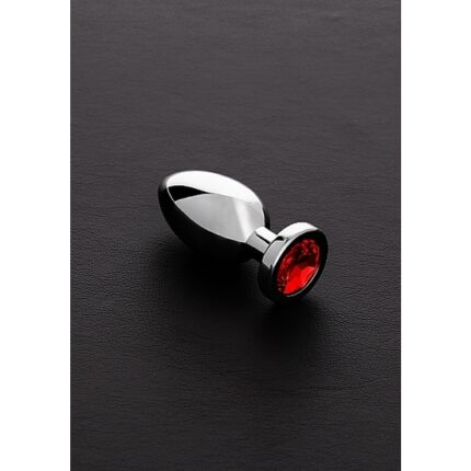 JEWELED PLUG METÁLICO PEQUEÑO CON PERLA ROJO - 001