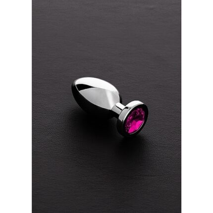 JEWELED PLUG METÁLICO PEQUEÑO CON PERLA ROSA - 001