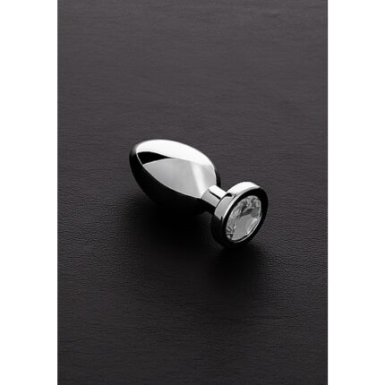 JEWELED PLUG METÁLICO PEQUEÑO CON PERLA TRANSPARENTE - 001