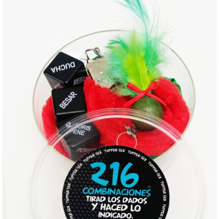 JUEGO ERÓTICO 3 DADOS + ESPOSAS + PLUMA COLORES VARIADOS - 001