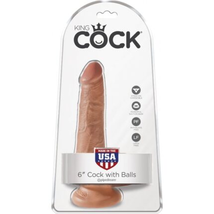 KING COCK PENE REALÍSTICO CON TESTÍCULOS 15CM MULATO - 002