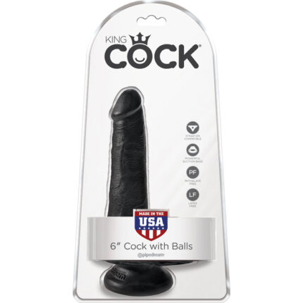 KING COCK PENE REALÍSTICO CON TESTÍCULOS 15CM NEGRO - 002
