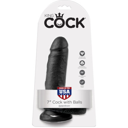 KING COCK PENE REALISTICO CON TESTICULOS 18 CM NEGRO - 002