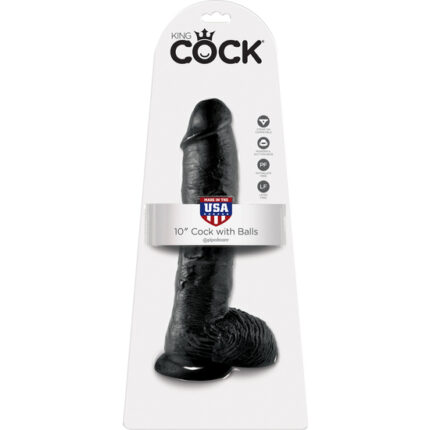 KING COCK PENE REALISTICO CON TESTICULOS 25.5 CM NEGRO - 002