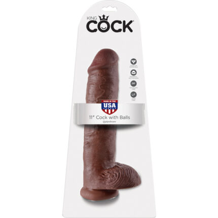 KING COCK PENE REALÍSTICO CON TESTICULOS 28 CM MARRÓN - 002