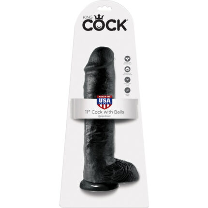 KING COCK PENE REALISTICO CON TESTICULOS 28 CM NEGRO - 002
