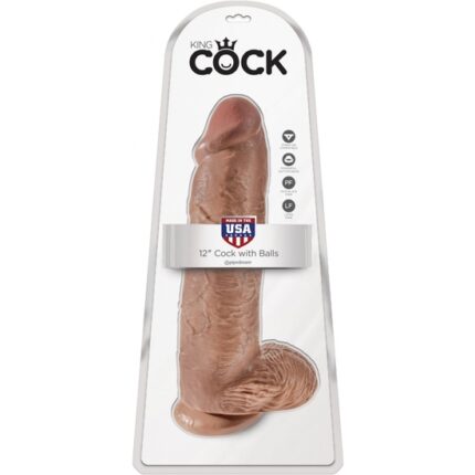 KING COCK PENE REALÍSTICO CON TESTÍCULOS 30CM MULATO - 002