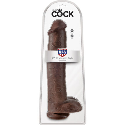 KING COCK PENE REALÍSTICO CON TESTÍCULOS 38CM MARRÓN - 002
