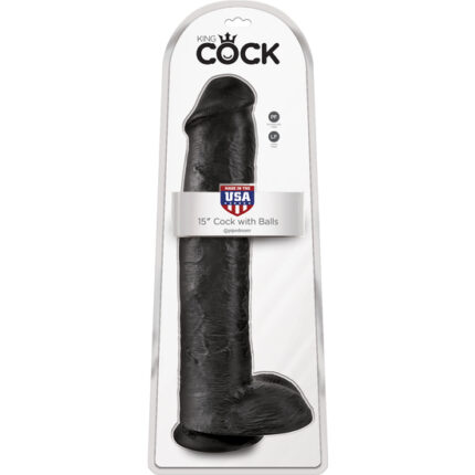 KING COCK PENE REALÍSTICO CON TESTÍCULOS 38CM NEGRO - 002