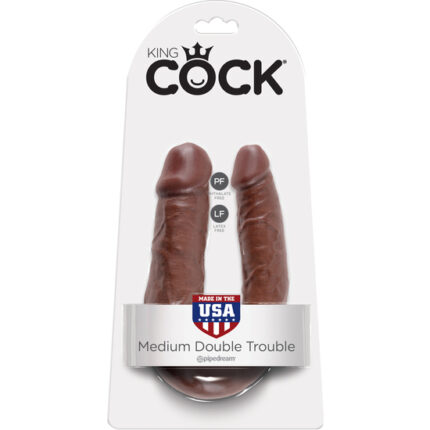 KING COCK PENE REALISTICO DOBLE MEDIANO MARRON - 002