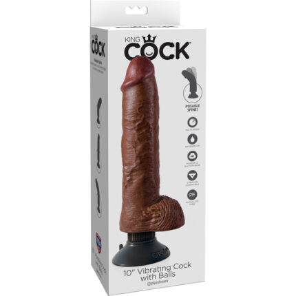 KING COCK PENE REALÍSTICO VIBRADOR 25.5 CM MARRÓN - 002