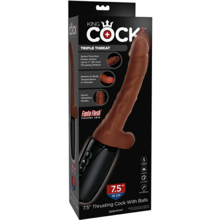 KING COCK PLUS TRIPLE THREAT - MARRÓN - 001