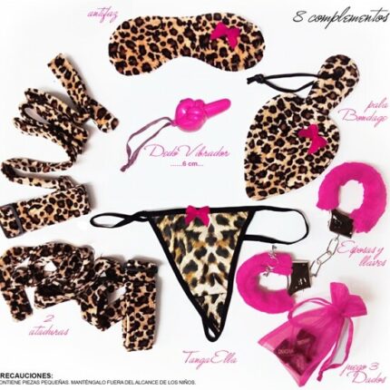 KIT ANIMAL PRINT ROSA BONDAGE (8 PIEZAS) - 001