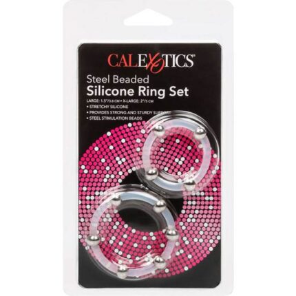 KIT DE 2 UDS - ANILLO DE SILICONA CON CUENTAS DE ACERO - 002