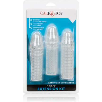 KIT DE 3 EXTENSIONES PARA EL PENE - TRANSPARENTE - 002