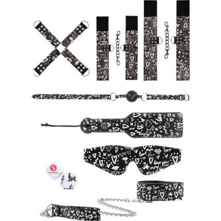 KIT DE ESCLAVITUD ESTAMPADO - LOVE STREET ART FASHION - NEGRO - 002