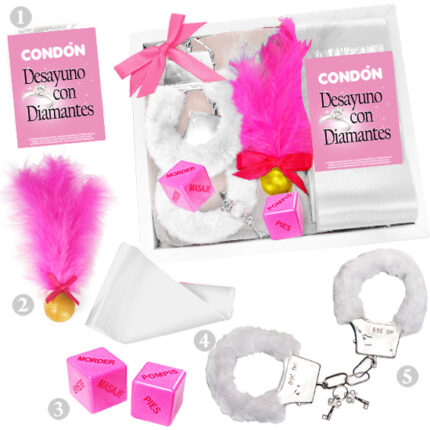 KIT ERÓTICO FANTASIA DESAYUNO CON DIAMANTES BLANCO - 001