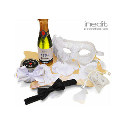 KIT ERÓTICO MÁSCARA VENECIANA CON CAVA - BLANCO - 001