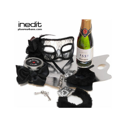 KIT ERÓTICO MÁSCARA VENECIANA CON CAVA - NEGRO - 001