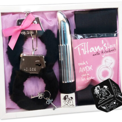 KIT ERÓTICO NEGRO VIBRADOR / ANILLO TIFFANYS SILICONA - 001