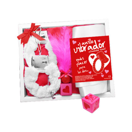KIT ERÓTICO PLUMERO/ANILLO VIBRADOR (BLANCO/ROJO) - 001
