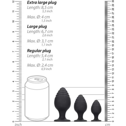 KIT PLUG ANAL ONDULADOS - NEGRO - 002