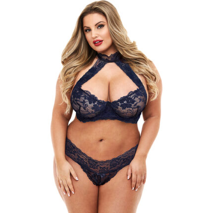 LACE HALTER BIKINI SET - CONJUNTO ENCAJE MARINO - 001