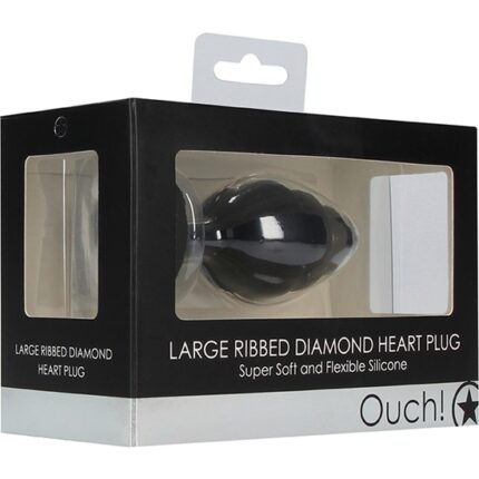 LARGO RIBBED DIAMOND HEART PLUG - NEGRO - 002