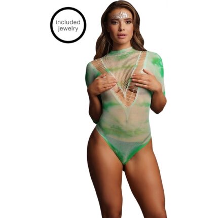 LE DESIR BODY DE REJILLA CON TEÑIDO BATIK Y CUELLO ALTO - 001