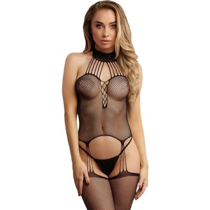 LE DÉSIR - BODY SUSPENDER FISHNET CHOKER - NEGRO - 001