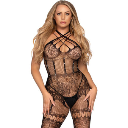 LEG AVENUE BODY HALTER CON TIRANTES - NEGRO - 001