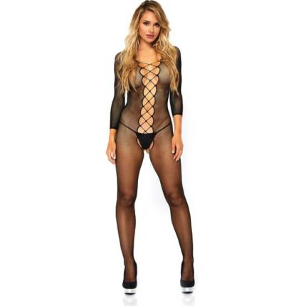 LEG AVENUE BODYSTOCKING DE MANGA LARGA DE RED - 001