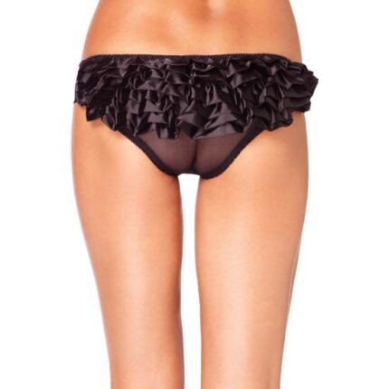 LEG AVENUE BRAGUITA TRANSPARENTE CON VOLANTES NEGRA - 001