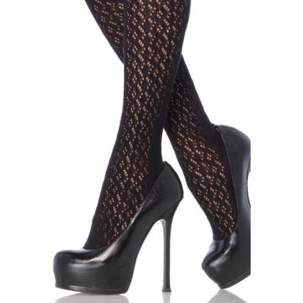 LEG AVENUE CALCETINES ALTOS DE CROCHET NEGRO - 002