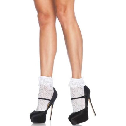 LEG AVENUE CALCETINES CROCHET CON CORAZONES BLANCOS - 001