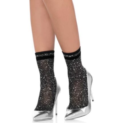 LEG AVENUE CALCETINES DE TOBILLO LUREX CON RAYAS PLATEADO - 001