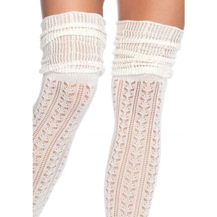 LEG AVENUE CALCETINES PUNTILLA FRUNCIDOS MARFIL - 002