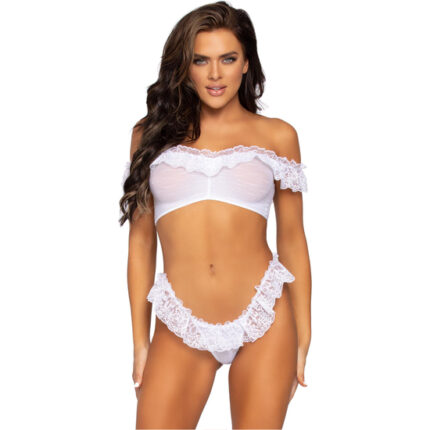 LEG AVENUE CONJUNTO BRALETTE CON BRAGUITA - BLANCO - 001