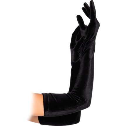 LEG AVENUE GUANTES EXTRA LARGOS NEGROS ATERCIOPELADOS - 001