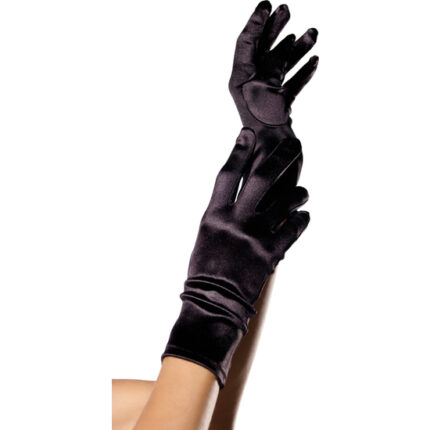 LEG AVENUE GUANTES SATEN NEGRO - 001